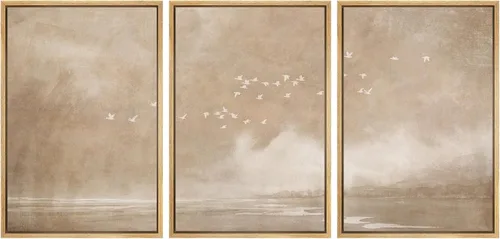 Miniatura 23 de SIGNWIN Lienzo enmarcado para pared, juego de arte tranquilo con reflejo de lago, acuarela, montaña y agua, ilustraciones modernas, arte abstracto