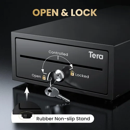 Miniatura 6 de Tera Cajón de caja registradora 8 "Mini: 4 billetes 6 monedas pequeño cajón de efectivo abierto automático con ranura para medios 24V Cable RJ12