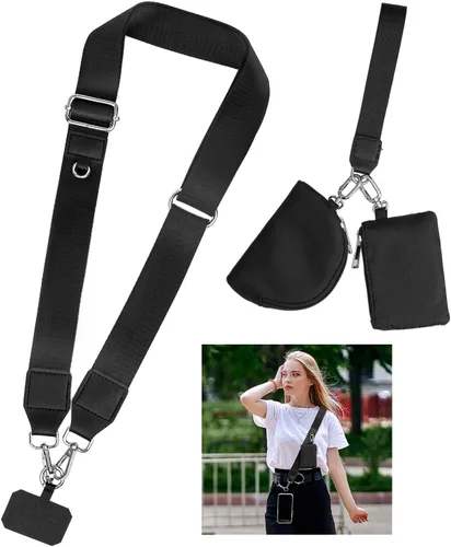 Miniatura 11 de Cordón para teléfono, correas antirrobo 3 en 1, cordón cruzado, soporte para el cuello y correa para la muñeca, correa universal desmontable