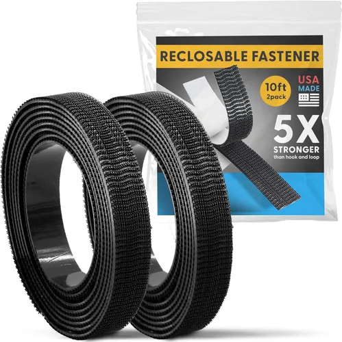 Miniatura 12 de Fuerza industrial - Cinta adhesiva negra de 10 pies + tijeras para interiores y exteriores - Cierre autoacoplable compatible con 3M SJ3550 / SJ3560