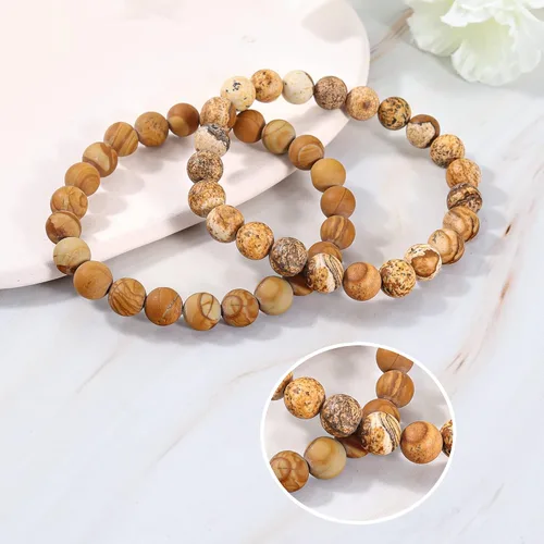 Miniatura 3 de Bivei - Pulsera elástica con cuentas redondas de cristales curativos de Reiki semipreciosos, hecha a mano, de 0.315pulgadas (8 mm)
