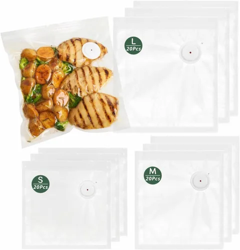 Miniatura 8 de Bolsas selladoras al vacío reutilizables para alimentos, 30 unidades (S/M/L), bolsas Sous Vide sin BPA para calefacción por microondas, cocina