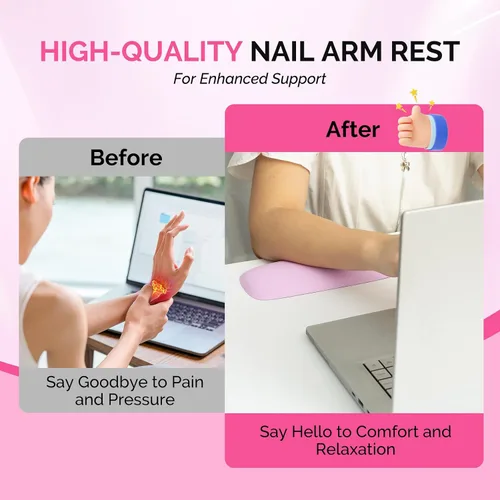 Miniatura 8 de MelodySusie Reposabrazos para uñas, cojín de cuero sintético suave, reposamanos portátil para arte de uñas de gel acrílico, fácil de limpiar