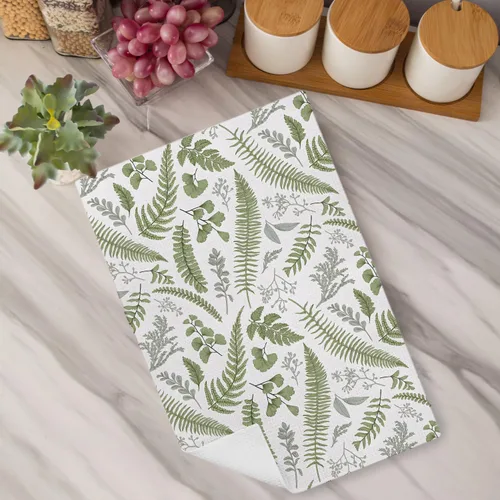 Miniatura 3 de Green Fern Leaf - Toallas de cocina y baño - Toallas de hierbas botánicas vintage, 16 x 24 pulgadas