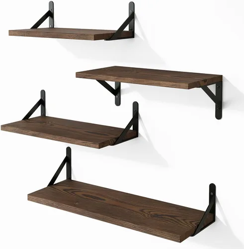Miniatura 20 de YGEOMER - Estantes flotantes, juego de 4 unidades, color negro carbonizado, multifuncionales, montaje en pared, estantes para sala de estar, baño