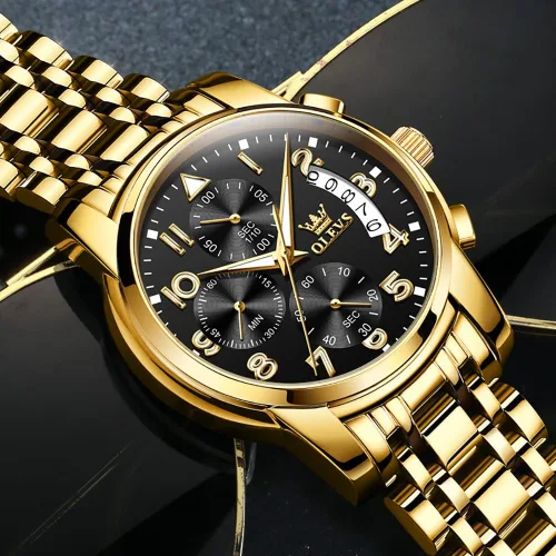 Miniatura 4 de OLEVS Mens Watches Big Face Watches Stainless Steel Waterproof Date Analog Quartz Watches Fashion Business Chronograph Wrist Watches for Men