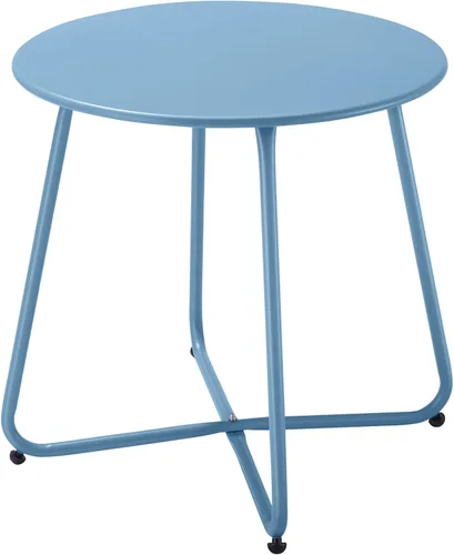 Miniatura 10 de Meluvici Mesa auxiliar pequeña para patio, impermeable, redonda, de acero de metal, resistente a la intemperie, portátil, para exteriores e Negro