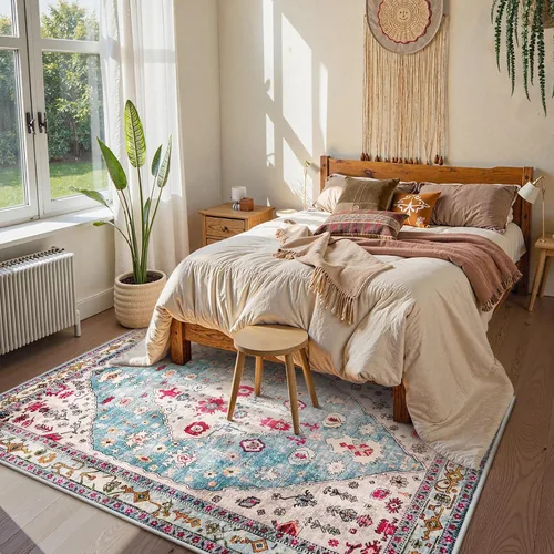 Miniatura 111 de Lahome Alfombra Bohemia Tribal Lavable de 3 x 5, Alfombras Antideslizantes para Entrada, Dormitorio, Sala de Estar, Vintage, Ultra Suave, No