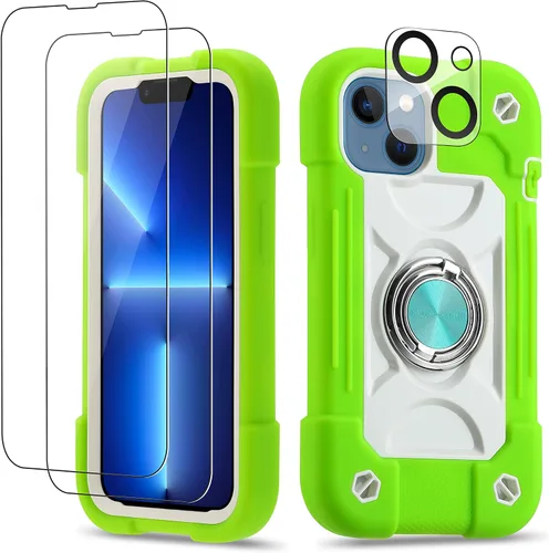 Miniatura 108 de Funda para iPhone 11 de 6.1 pulgadas con soporte de anillo, con 2 protectores de pantalla de vidrio, resistente a los golpes, resistente a