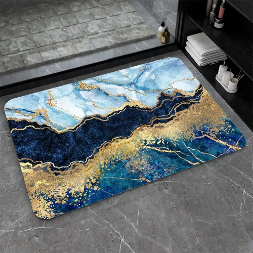 Miniatura 15 de Tapete de baño de tierra de diatomeas, arte abstracto, sol dorado, antideslizante, volumen súper absorbente, de secado rápido para baño, cocina