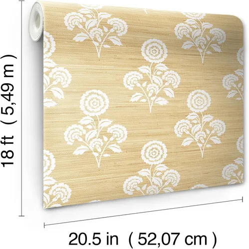 Miniatura 6 de Papel pintado NuWallpaper Flourish Block Print Trigo Falso de Tela de Hierba para Despegar y Pegar, SSS6308