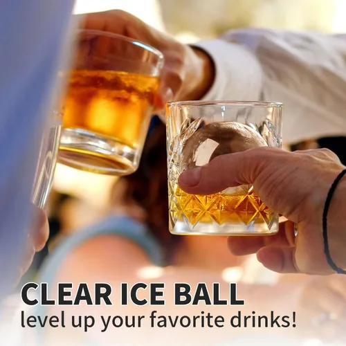 Miniatura 5 de Fabricador de Bolas de Hielo Transparente para Whisky: Bandeja de Cubitos de Hielo Circular FDDBI Hace Esfera de Hielo de 2 Pulgadas - Fabricador