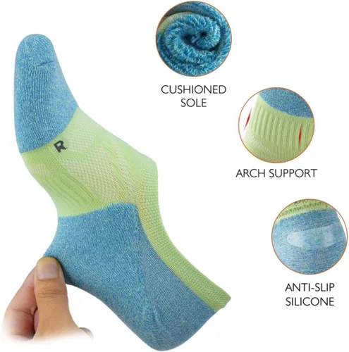Miniatura 2 de Gonii Calcetines de compresión atlética para mujer, calcetines acolchados de corte bajo, 5 pares