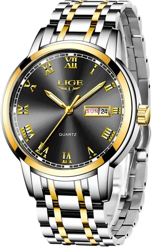 LIGE Mens Watches Waterproof Stainless Steel Date Analogue Quartz Watch Gents Classical Business Wrist Watch for Men