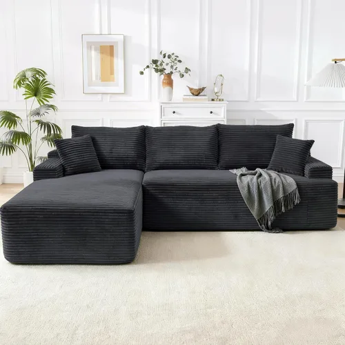 Miniatura 36 de Sofá modular Cloud de 108 pulgadas, moderno sofá deshuesado con otomana móvil, sofá modular de asiento profundo, sofás esquineros de pana para sala