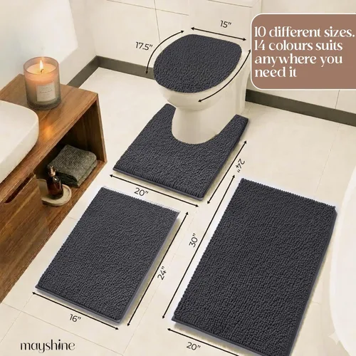 Miniatura 2 de MAYSHINE Alfombra de Baño de Chenilla Afelpada Extra Suave, Súper Absorbente, Alfombra de Baño Antideslizante Microfibra Esponjosa