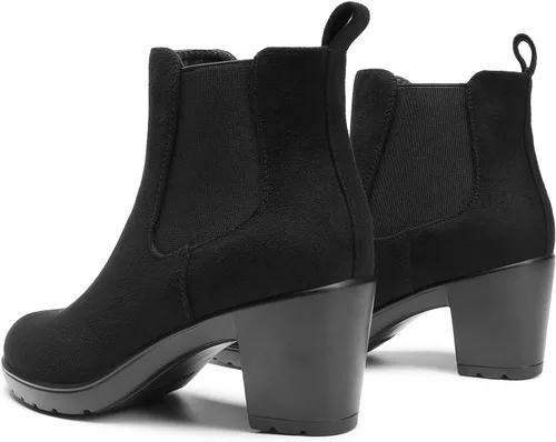 Miniatura 4 de DREAM PAIRS Botines de tacón bajo y grueso para mujer, con puntera de almendra, para otoño, botas cortas