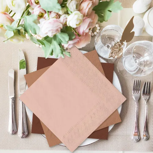 Miniatura 6 de 120 servilletas de papel de color bohemio de 2 capas, 6 colores terracota, servilletas de cóctel desechables en tono de piel de otoño, para otoño