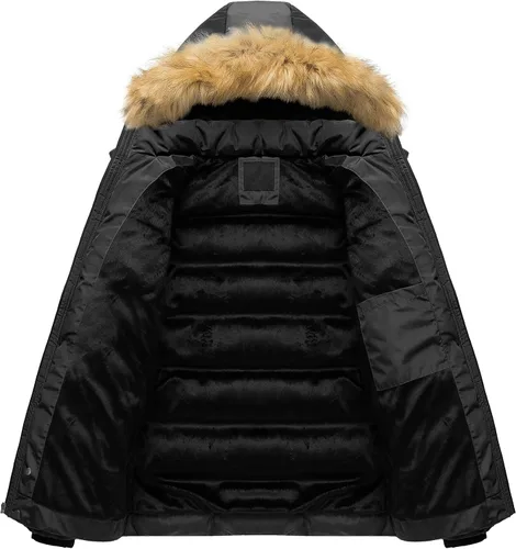 Miniatura 3 de Pursky Chaqueta acolchada impermeable para hombre, abrigos de burbujas de invierno, parka de esquí con capucha