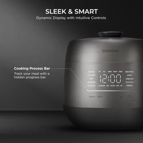 Miniatura 14 de CUCKOO Olla arrocera de doble presión de 6 tazas sin cocer / 12 tazas cocidas con tecnología de calentamiento por inducción, sistema de presión
