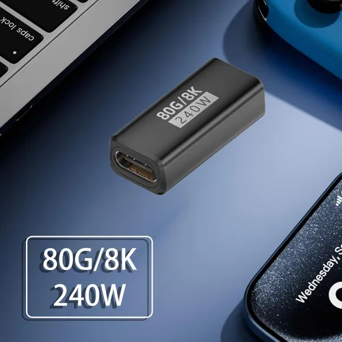 Miniatura 2 de Paquete de 3 acopladores USB C de 240 W Thunderbolt 5, USB C hembra a hembra, compatible con 80 Gbps, ancho de banda de 120 Gbps, video dual de 8K