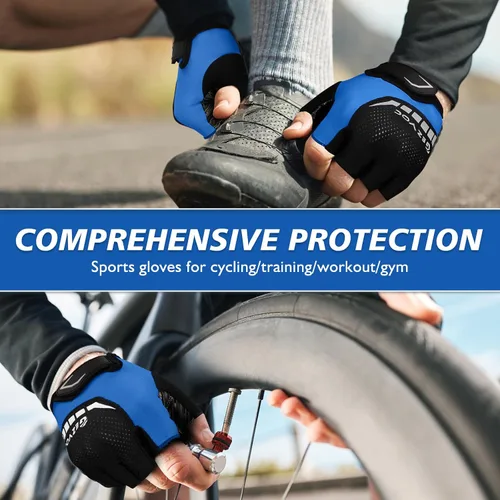 Miniatura 2 de Guantes de ciclismo con almohadilla absorbente de golpes, agarre extra, ajuste flexible, peso ligero, transpirable para hombres y mujeres ciclismo
