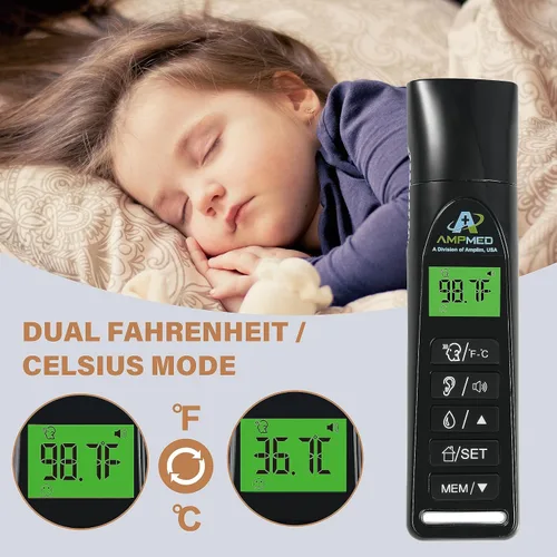 Miniatura 5 de Amplim 1701AE3 - Termómetro de frente, infrarrojo, digital, resistente para tomar la temperatura sin contacto, ideal para bebés, niños y adultos