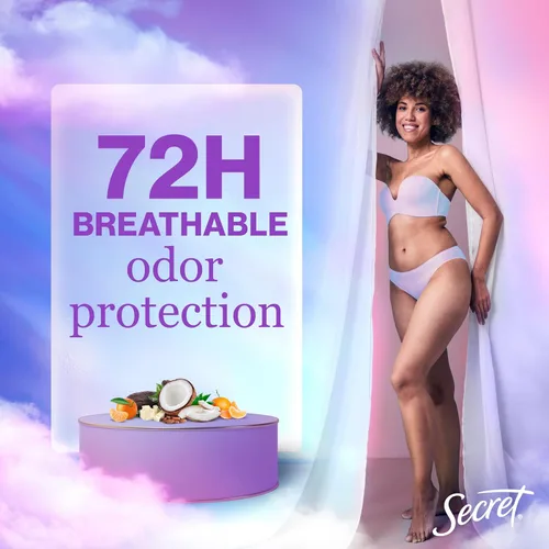 Miniatura 3 de Secret Desodorante antitranspirante fresco para mujer, 72 horas de protección transpirable contra el sudor y el olor, frescura instantánea y suave