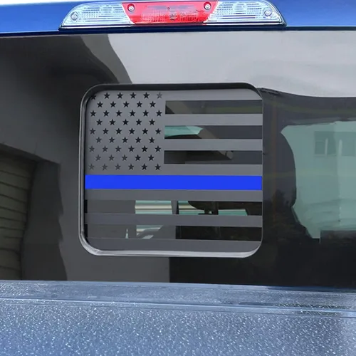 Miniatura 12 de Zxiaochun Calcomanía de bandera para ventana trasera media de la bandera americana para Ford F150 F250 F350 2015-2020 2021 2022 2023 2024 2025 Negro