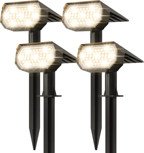 Miniatura 12 de Ensenior Focos solares para exteriores, 56 LEDs con brillo ajustable, 6500K, luces solares LED de jardín, iluminación de paisaje para Halloween