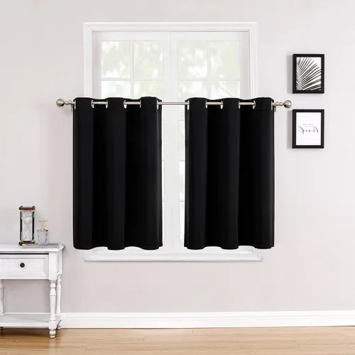 Miniatura 87 de ChrisDowa - Cortinas de cenefa pequeñas para cocina, cortinas cortas con ojales y aislamiento térmico para oscurecer la sala y habitación