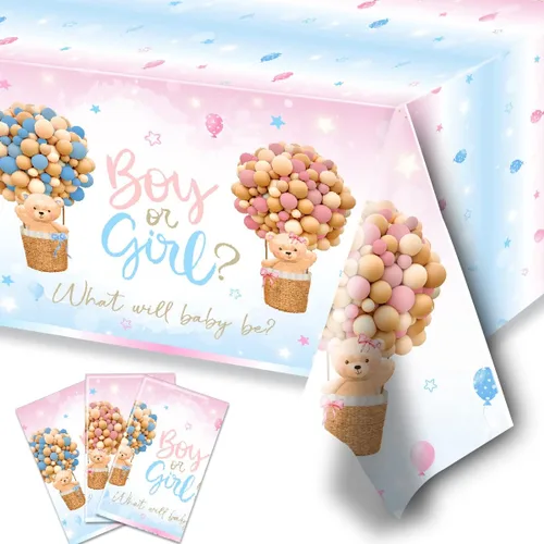 Miniatura 7 de Bearly Wait - Decoraciones para baby shower, 3 piezas de oso de peluche azul, manteles de oso de plástico para bebé, fundas de mesa para niños