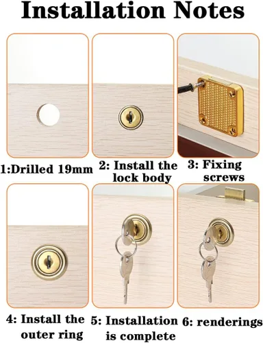 Miniatura 6 de Cerradura de cajón de gabinete, cerradura de buzón, modelo CT-138-22 para fijar documentos importantes y cajones