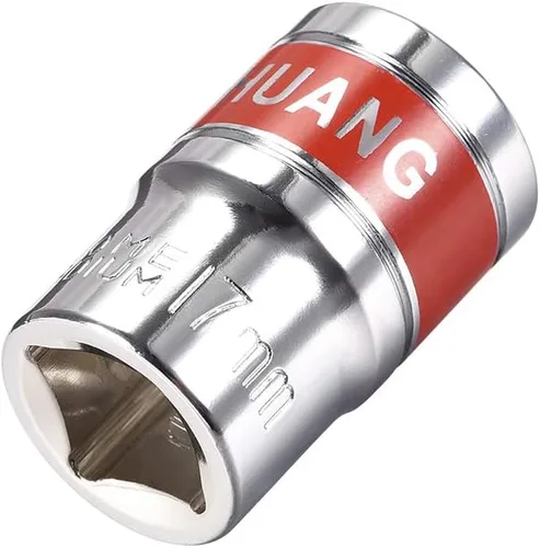 Miniatura 5 de uxcell Unidad de 1/2 pulgada por enchufe poco profundo de 0.315 in con banda roja, Cr-V, 6 puntos, métrico