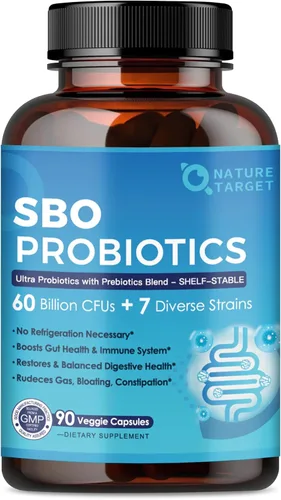 NATURE TARGET Probióticos para mujeres y hombres, 60 mil millones de UFC, prebióticos y probióticos para la salud intestinal - Probióticos SBO que
