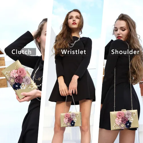 Miniatura 2 de Milisente - Bolso tipo clutch de diseño floral, bolso de noche para mujer, para novias, bodas