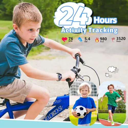 Miniatura 4 de Reloj inteligente para niños, rastreador de fitness, no necesita teléfono/aplicación, 19 modos deportivos, pantalla DIY de 1.5", impermeable IP68