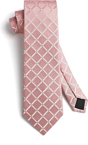 Miniatura 136 de HISDERN Conjunto de corbata a cuadros a cuadros pañuelo tejido clásico formal para hombre corbata y bolsillo cuadrado