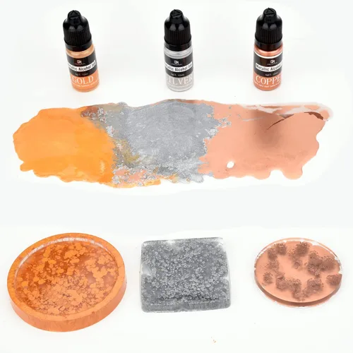 Miniatura 4 de Juego de tintas metálicas de alcohol, 12 tintas de metal a base de alcohol para arte de resina epoxi, pintura, tinte de color concentrado
