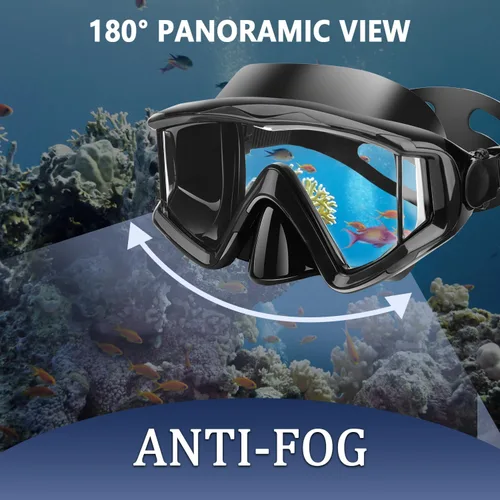 Miniatura 5 de Máscara de buceo Anti-niebla Natación Snorkel máscara adecuada para adultos Buceo Natación Snorkel Gafas Máscaras Negro