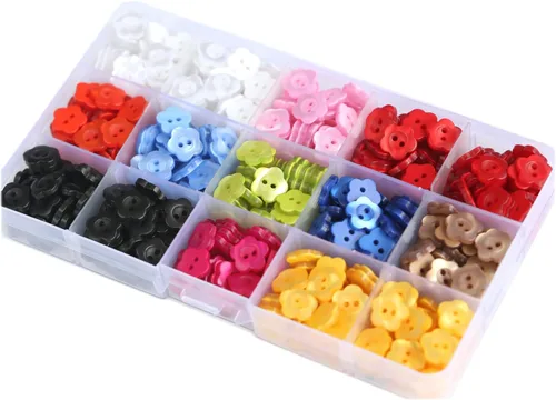 525 botones de resina en forma de flor de 1/2 pulgada (0.492 in), 11 colores para coser blusas, camisas, 2 agujeros, botones, manualidades,