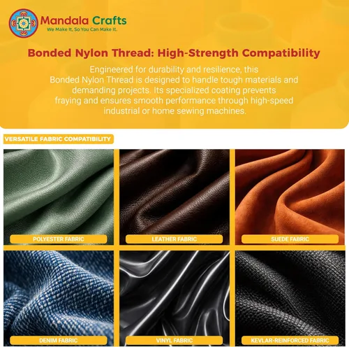Miniatura 6 de Mandala Crafts - Hilo de nailon para coser cuero, tapicería, mezclilla y para trenzar el pelo; resistente, 1500 yardas, tamaño 69 T70 Marrón