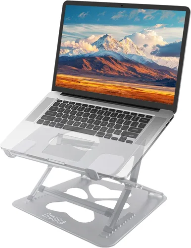 Soporte mecánico de doble ángulo ajustable resistente para computadora portátil, soporta 55 libras, soporte ergonómico para computadora portátil con