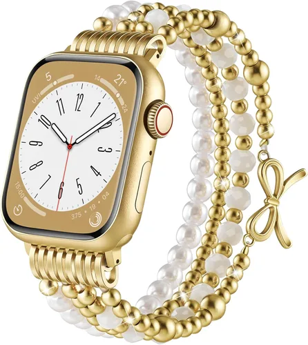 Miniatura 10 de AIRSPO Pulseras de cuentas compatibles con Apple Watch Band de 38, 40, 41, 42, 44 y 45 mm, hechas a mano, para series SE 8, 7, 6, 5, 4, 3, 2, 1