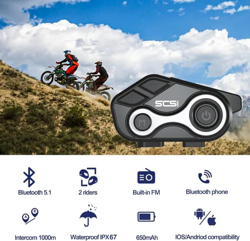 Miniatura 3 de Intercomunicador Bluetooth S-8X para motocicleta, auriculares para 2-6 conductores de hasta 3,280.8 ft de comunicación, impermeable IP67 con manos
