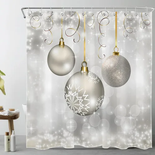 Miniatura 15 de LB Cortina de ducha de flores blancas y moradas para baño, lindo pájaro y hojas de otoño sobre tela beige con ganchos, juego botánico floral