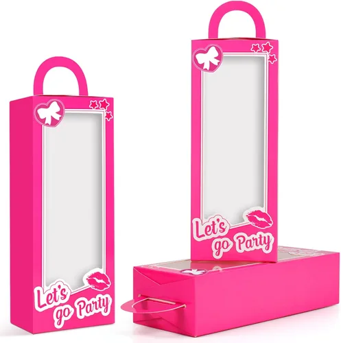 CrazyJan 12 cajas de regalo de fiesta rosa para niñas, cajas de regalo de muñeca rosa intenso, despedida de soltera, decoración de fiesta de