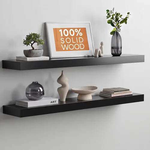 Miniatura 54 de Homeforia Estante flotante blanco de 48 pulgadas, estantes flotantes de madera maciza de alta gama de 48 pulgadas de largo para montaje en pared
