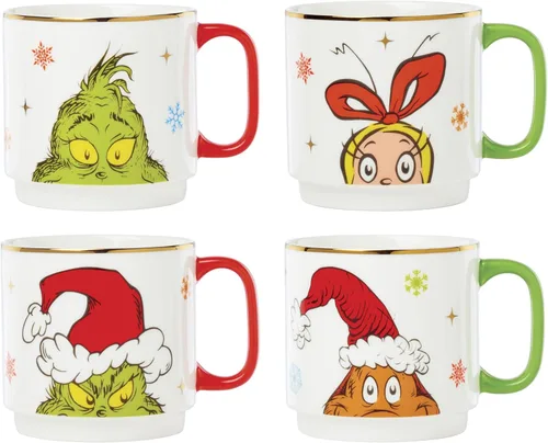 Miniatura 17 de Lenox 896338 Tarro de dulces cubierto con texto en inglés "Merry Grinchmas", decoración navideña y festiva