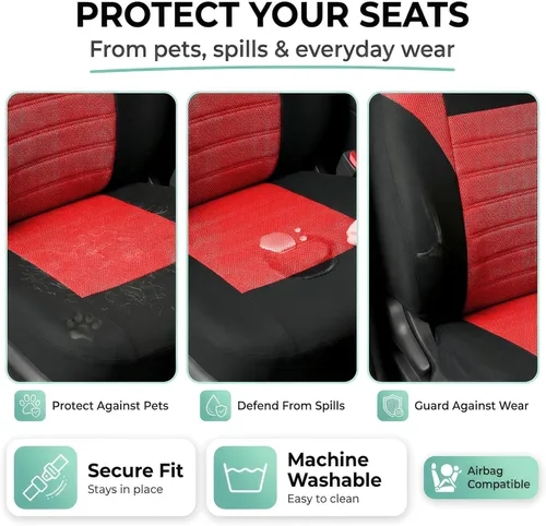Miniatura 5 de FH Group Juego de fundas de asiento delantero de automóvil de malla de aire 3D premium, fundas de asiento compatibles con bolsa de aire, de ajuste